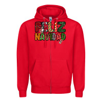 Red feliz navidad Zipper Hoodie - MaliasSmallBusiness