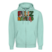 Seafoam feliz navidad Zipper Hoodie - MaliasSmallBusiness