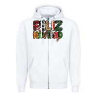White feliz navidad Zipper Hoodie - MaliasSmallBusiness