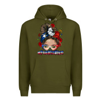 Army Green Puerto Rico messy bun Premium Hoodie - NancyCooperArtShop