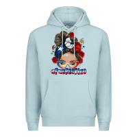 Blue Mist Puerto Rico messy bun Premium Hoodie - NancyCooperArtShop