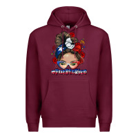Burgundy Puerto Rico messy bun Premium Hoodie - NancyCooperArtShop