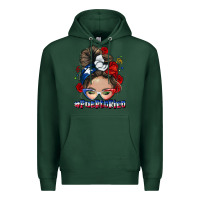 Sports Green Puerto Rico messy bun Premium Hoodie - NancyCooperArtShop