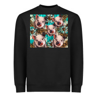Black western cowhide sunflower baby pig Heavyweight Sweatshirt - BarkalooDesign