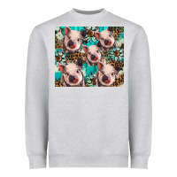 Heather Grey western cowhide sunflower baby pig Heavyweight Sweatshirt - BarkalooDesign