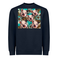 Navy western cowhide sunflower baby pig Heavyweight Sweatshirt - BarkalooDesign
