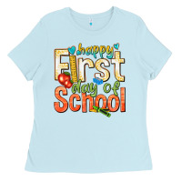 Baby Blue happy first day of school Ladies Tee - texasbilliewilder