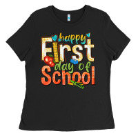 Black happy first day of school Ladies Tee - texasbilliewilder