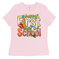 Bubblegum Pink happy first day of school Ladies Tee - texasbilliewilder