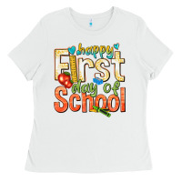 White happy first day of school Ladies Tee - texasbilliewilder