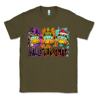 Army Green Happy Hallothanksmas school bus Classic Tee - NancyCooperArtShop