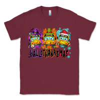 Burgundy Happy Hallothanksmas school bus Classic Tee - NancyCooperArtShop