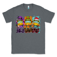 Charcoal Heather Happy Hallothanksmas school bus Classic Tee - NancyCooperArtShop
