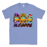 Colony Blue Happy Hallothanksmas school bus Classic Tee - NancyCooperArtShop