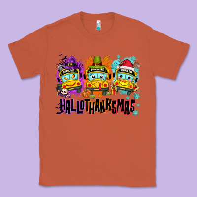 Happy Hallothanksmas School Bus Classic Tee Designed By Nancycooperartshop