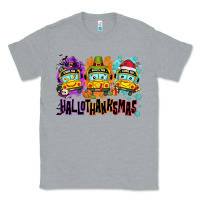 Heather Grey Happy Hallothanksmas school bus Classic Tee - NancyCooperArtShop