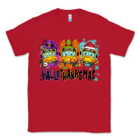 Red Happy Hallothanksmas school bus Classic Tee - NancyCooperArtShop