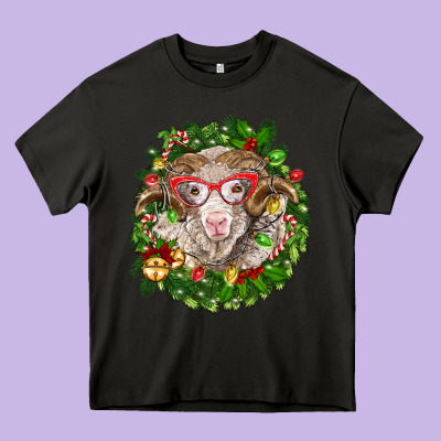 Christmas Merino Heavy Core Tee Designed By Barkaloodesign