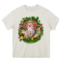Cream Christmas merino Heavy Core Tee - BarkalooDesign