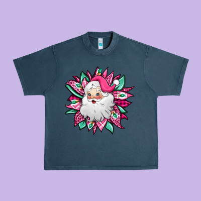 Pink Christmas Santa Claus Sunflower Urban Heavy Tee Designed By Jasminsmagicworld