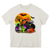 Cream halloween monster truck Heavy Core Tee - Zillion Design Studio