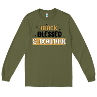 Army Green black blessed & beautiful Long Sleeve Tee - MaliasSmallBusiness