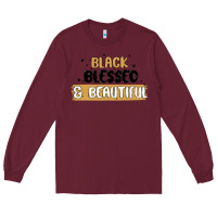 Burgundy black blessed & beautiful Long Sleeve Tee - MaliasSmallBusiness