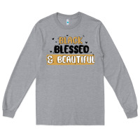 Heather Grey black blessed & beautiful Long Sleeve Tee - MaliasSmallBusiness