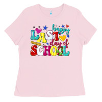 Bubblegum Pink happy last day of school Ladies Tee - texasbilliewilder