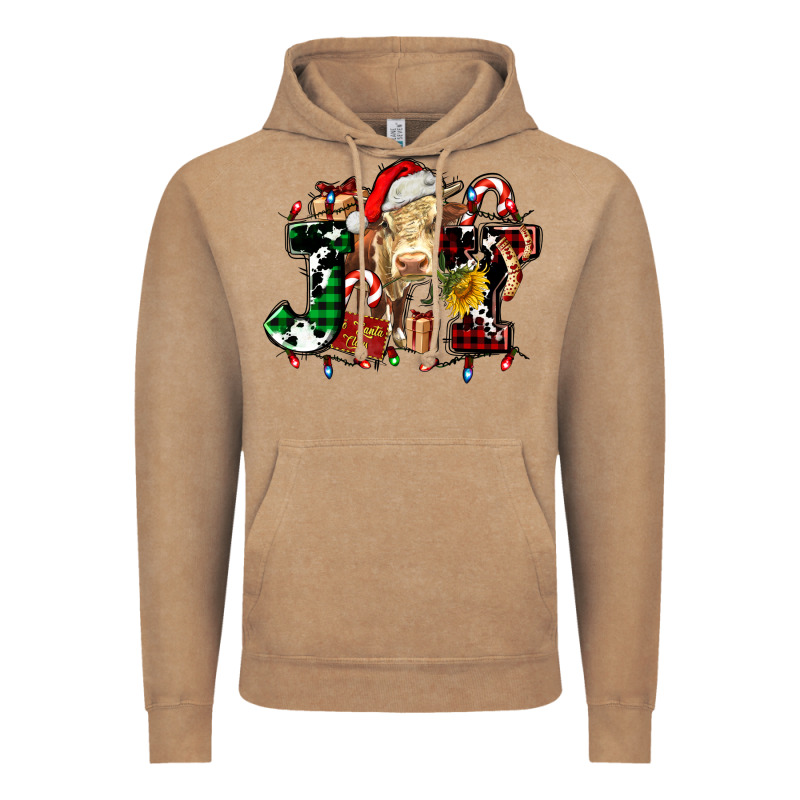 Joy And Cow Christmas Candies And Letters Vintage Hoodie by AdoDesignShop | Teevron