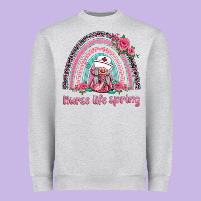 Nurse Life Spring Rainbow Heavyweight Sweatshirt Designed By Barkaloodesign