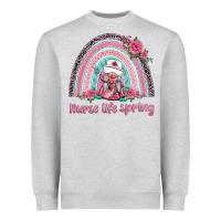 Heather Grey nurse life spring rainbow Heavyweight Sweatshirt - BarkalooDesign