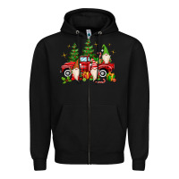 Black christmas gnomes truck Zipper Hoodie - MaliasSmallBusiness