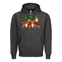 Charcoal Heather christmas gnomes truck Zipper Hoodie - MaliasSmallBusiness