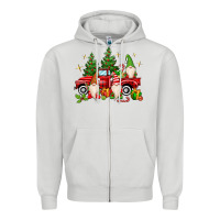 Dove Grey christmas gnomes truck Zipper Hoodie - MaliasSmallBusiness