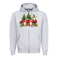 Heather Grey christmas gnomes truck Zipper Hoodie - MaliasSmallBusiness