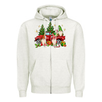 Oatmeal Heather christmas gnomes truck Zipper Hoodie - MaliasSmallBusiness
