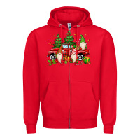 Red christmas gnomes truck Zipper Hoodie - MaliasSmallBusiness