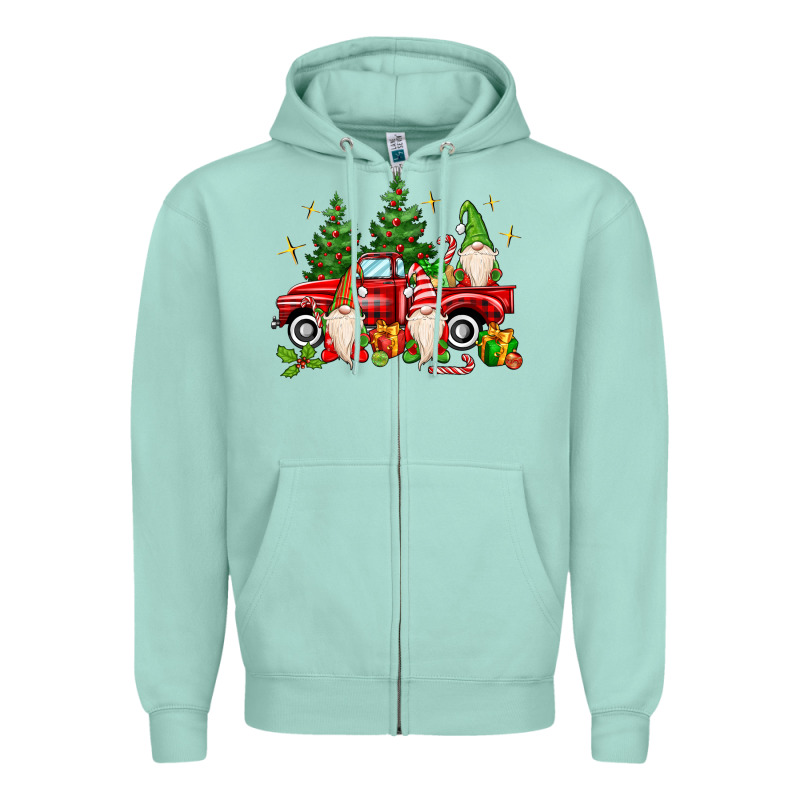 Christmas Gnomes Truck Zipper Hoodie by MaliasSmallBusiness | Teevron
