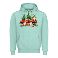 Seafoam christmas gnomes truck Zipper Hoodie - MaliasSmallBusiness