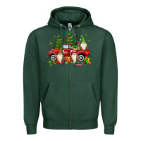 Sports Green christmas gnomes truck Zipper Hoodie - MaliasSmallBusiness
