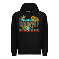 Black Raised on Country and Sunshine Premium Hoodie - texasbilliewilder