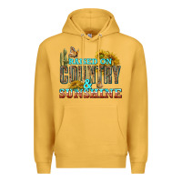 Mustard Raised on Country and Sunshine Premium Hoodie - texasbilliewilder