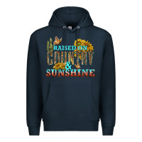 Navy Raised on Country and Sunshine Premium Hoodie - texasbilliewilder
