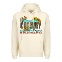 Sandshell Raised on Country and Sunshine Premium Hoodie - texasbilliewilder
