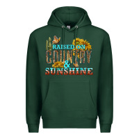 Sports Green Raised on Country and Sunshine Premium Hoodie - texasbilliewilder
