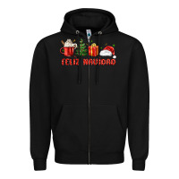 Black feliz navidad Zipper Hoodie - MaliasSmallBusiness
