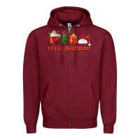 Burgundy feliz navidad Zipper Hoodie - MaliasSmallBusiness