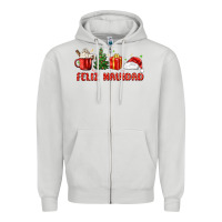 Dove Grey feliz navidad Zipper Hoodie - MaliasSmallBusiness