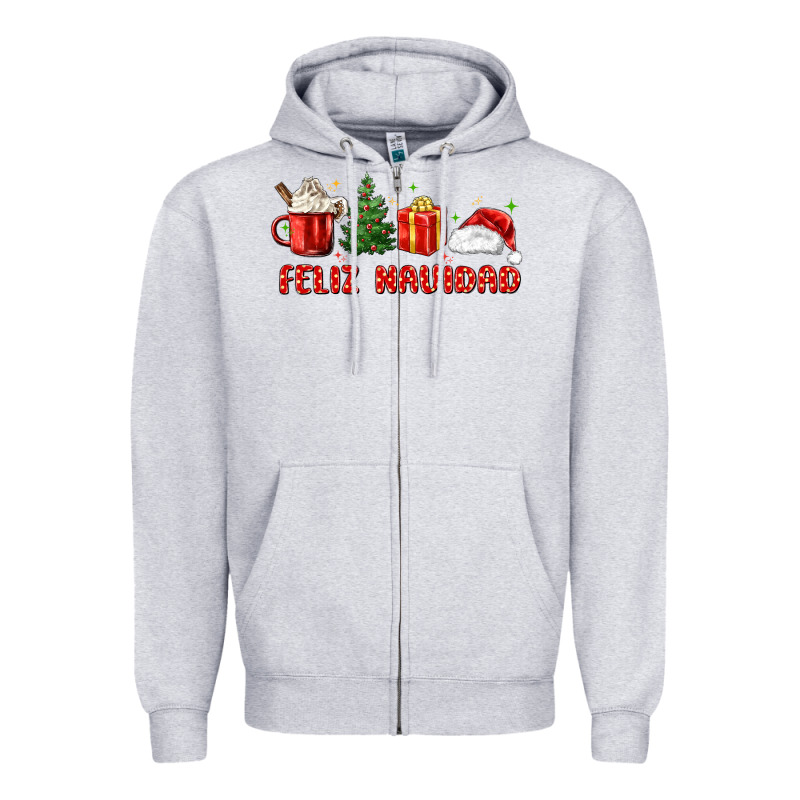 Feliz Navidad Zipper Hoodie by MaliasSmallBusiness | Teevron